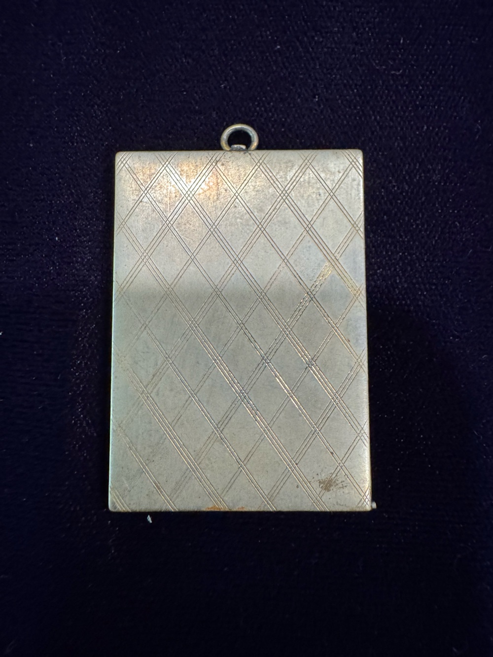 Vintage Gold-Tone Engraved Rectangular Locket - Plaid Etch